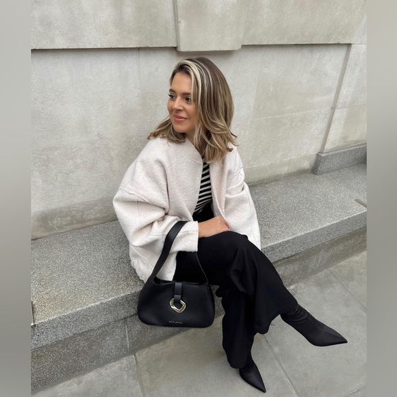 ZARA OVERSIZED TEXTURED BOMBER JACKET - Picture 6 of 16